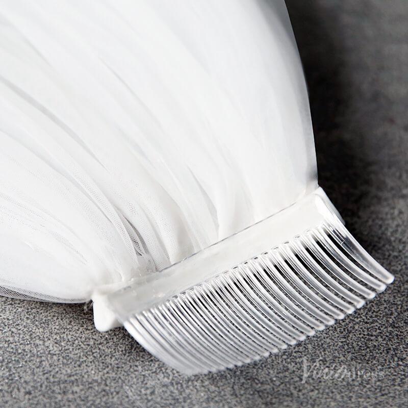 Lace Appliqued Cathedral Veil with Blusher Viniodress TS17120-Bridal Veil 2025 -Viniodress-Ivory-