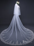 Lace Appliqued Cathedral Veil with Blusher Viniodress TS17120-Veils-Viniodress-Ivory-Viniodress