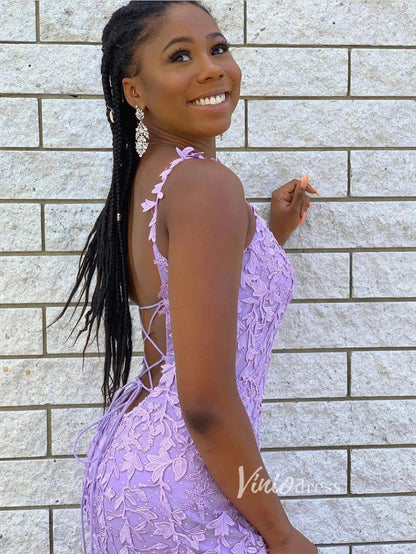 Pink Lace Appliqued Mermaid Prom Dresses Lace up back FD1250C-prom dresses 2025 -Viniodress-Pink-Custom Size-