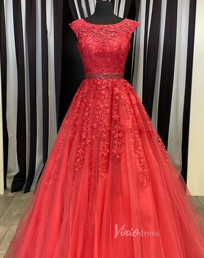 Lace Appliqued Nude Prom Dresses Long Graduation Dress FD1265D Boat Neck-prom dresses 2025 -Viniodress-Nude-Custom Size-