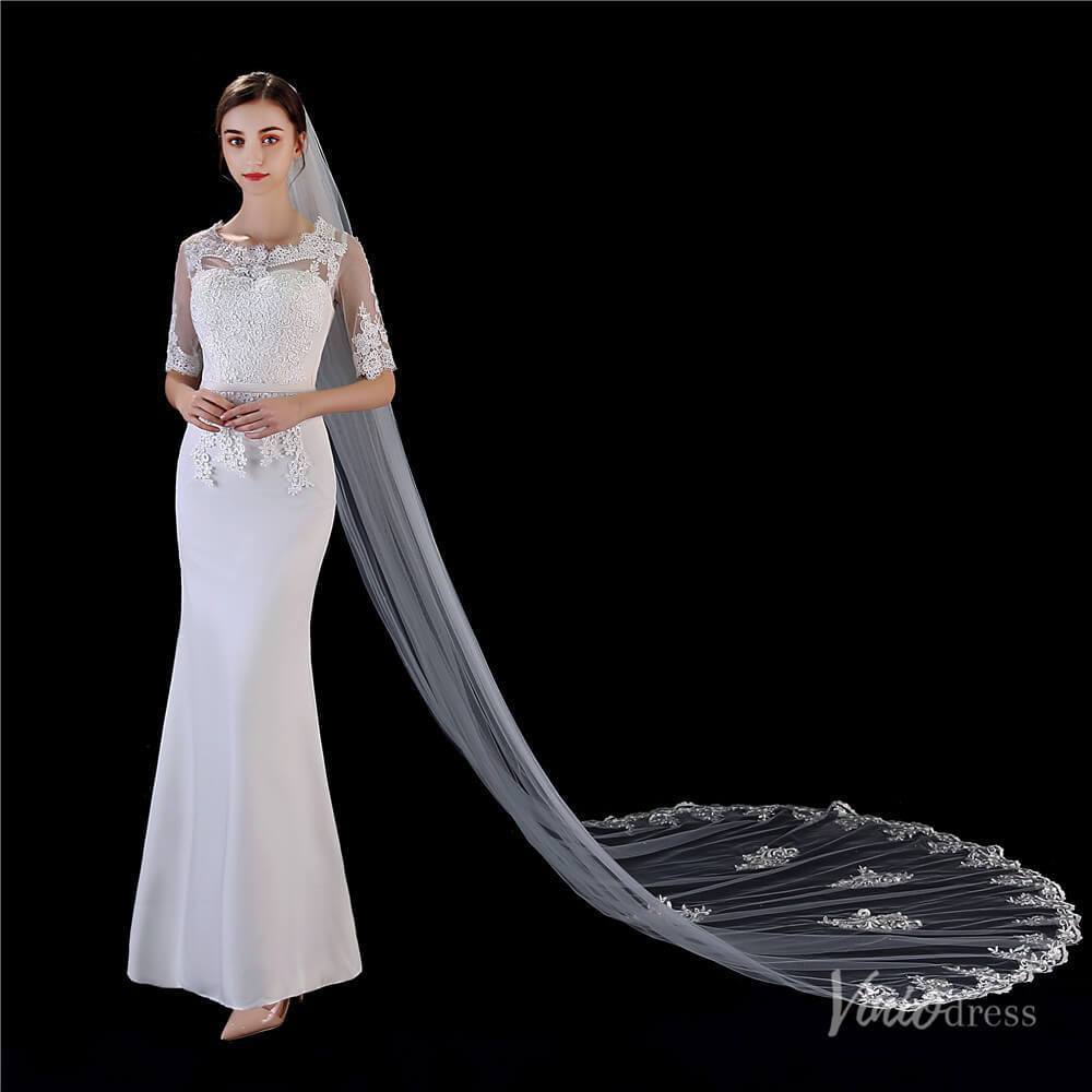Lace Cathedral Veil Viniodress TS1914-Bridal Veil 2025 -Viniodress-Ivory-