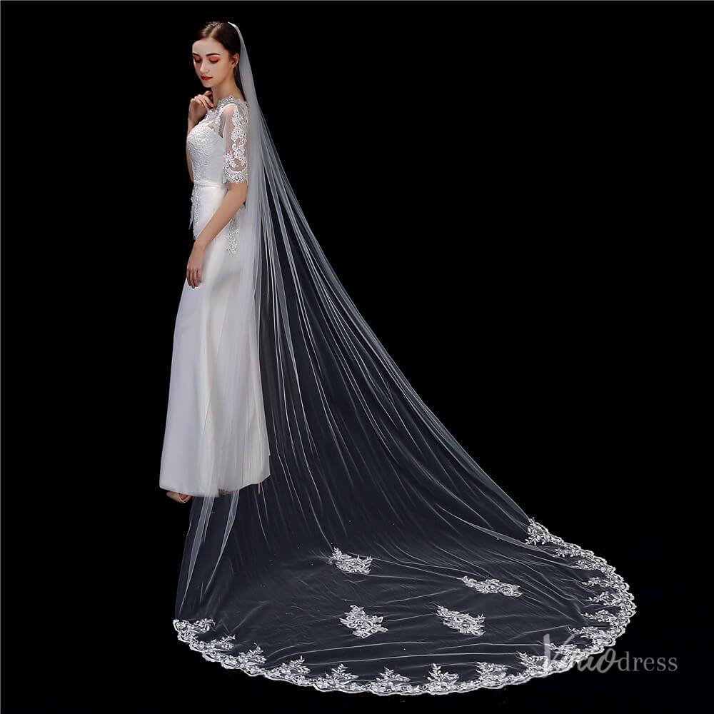 Lace Cathedral Veil Viniodress TS1914-Bridal Veil 2025 -Viniodress-Ivory-