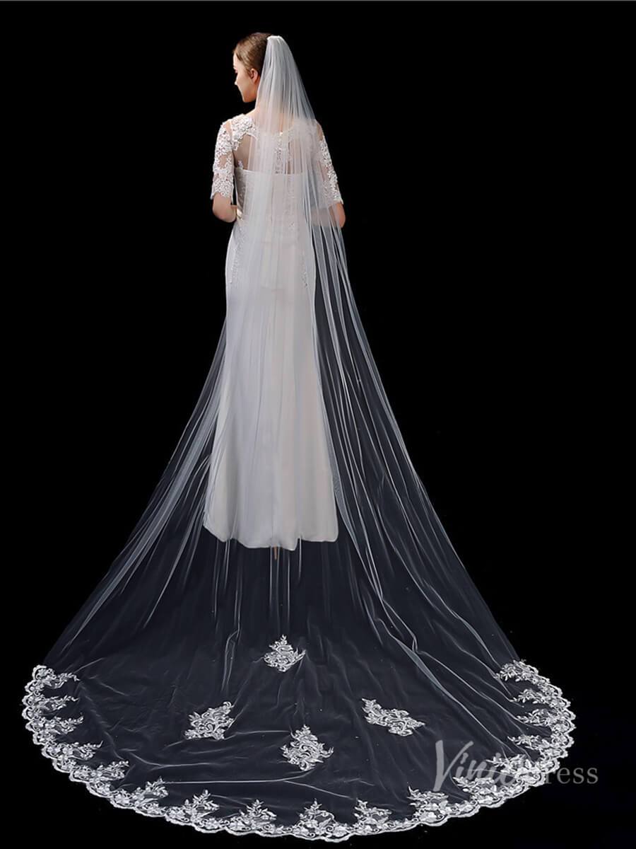 Lace Cathedral Veil Viniodress TS1914-Bridal Veil 2025 -Viniodress-Ivory-