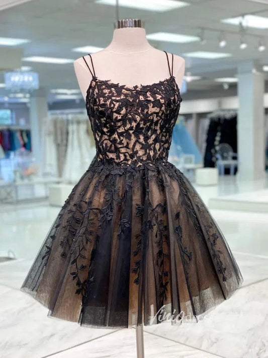 Lace-up back Black Lace Homecoming Dress SD1192-Homecoming Dresses 2025 -Viniodress-Black-Custom Size-