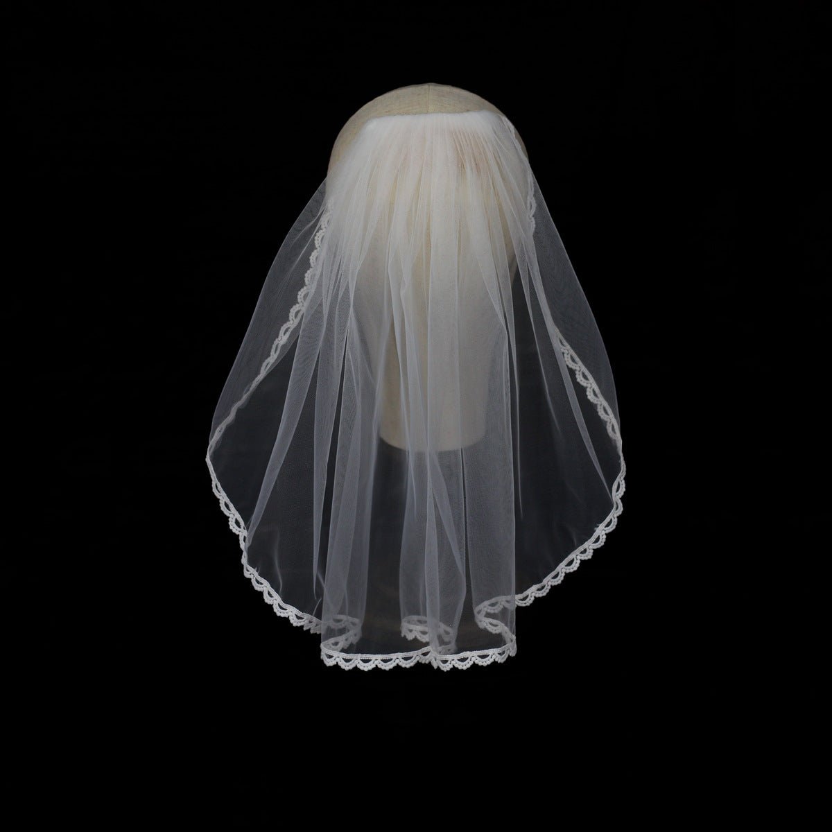 Lacy Short Veil for Bride-Accessories 2025 -Viniodress-Ivory-