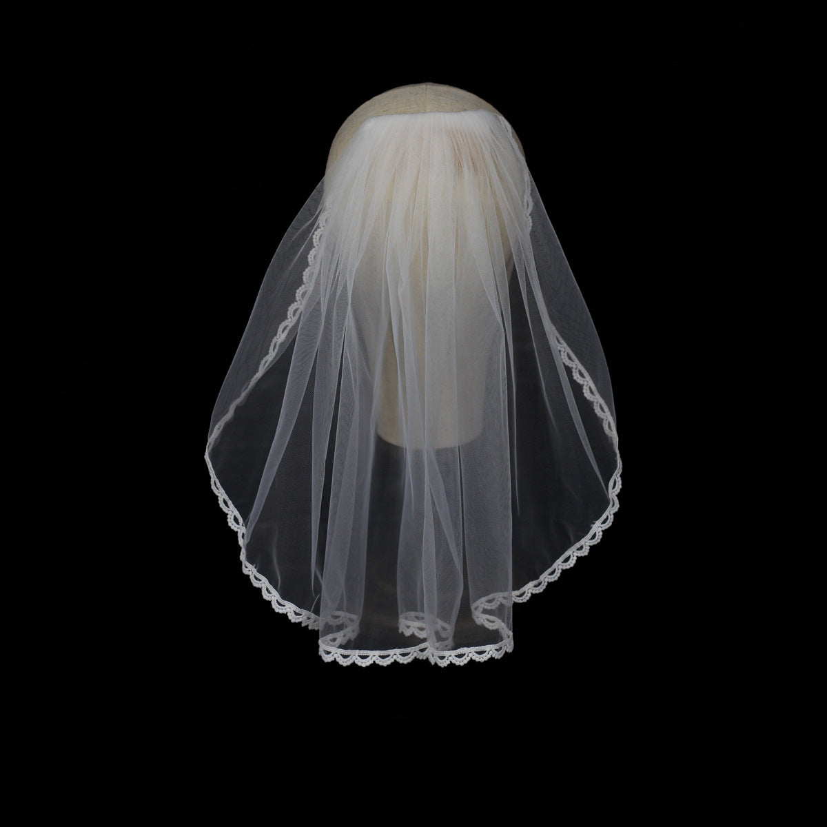 Lacy Short Veil for Bride-Accessories-Viniodress-Ivory-Viniodress