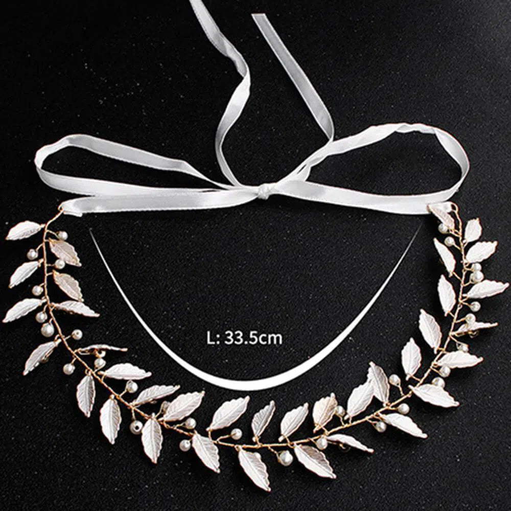 Laurel Leaf Bridal Headband And Eearrings Set AC1049-Headpieces 2025 -Viniodress-Headband-