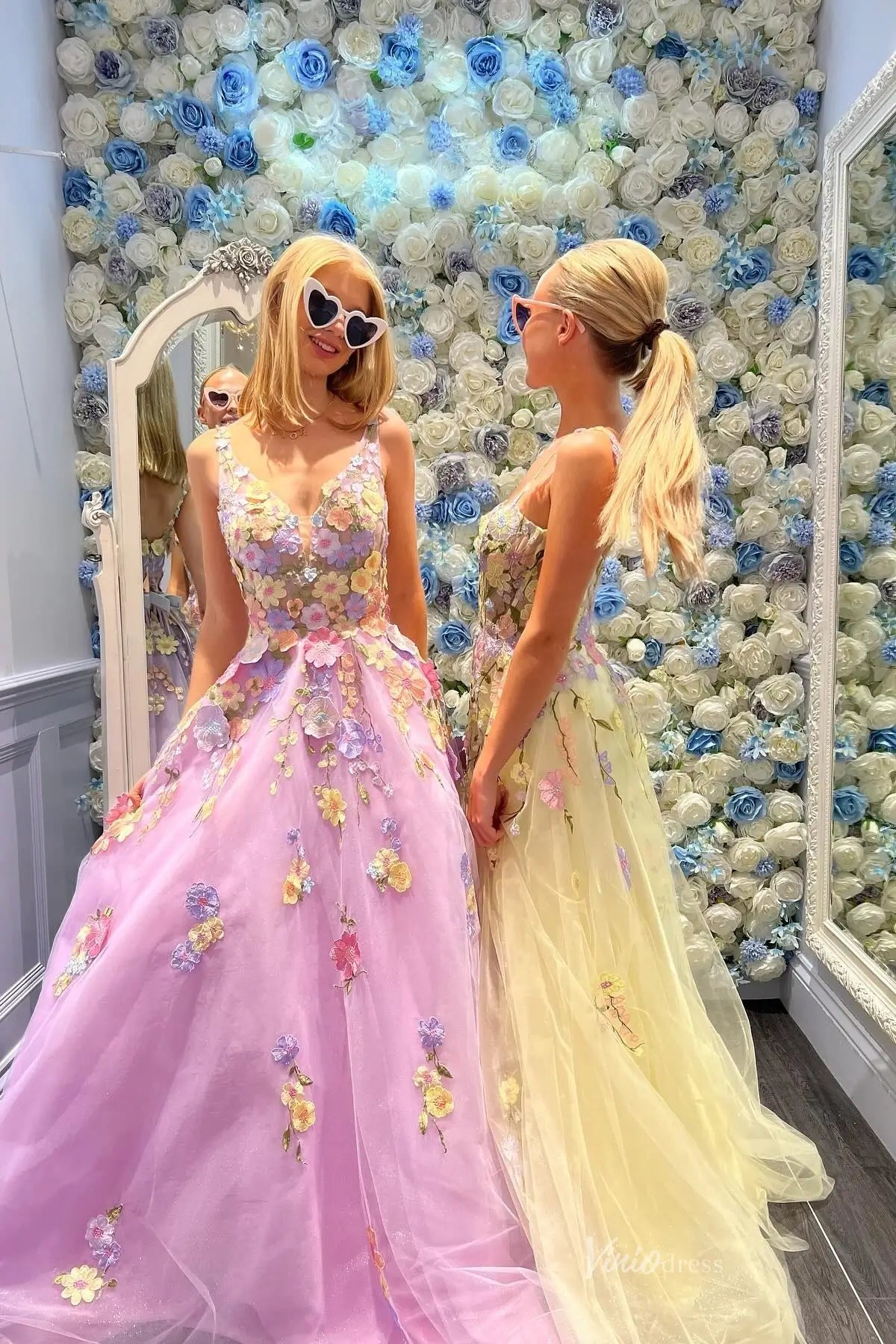 Lavender 3D Floral Appliqué Tulle Ball Gown Prom Dress – TU001 – Viniodress Lavender 3D Floral Appliqué Tulle Ball Gown Prom Dress – TU001 – Viniodress
