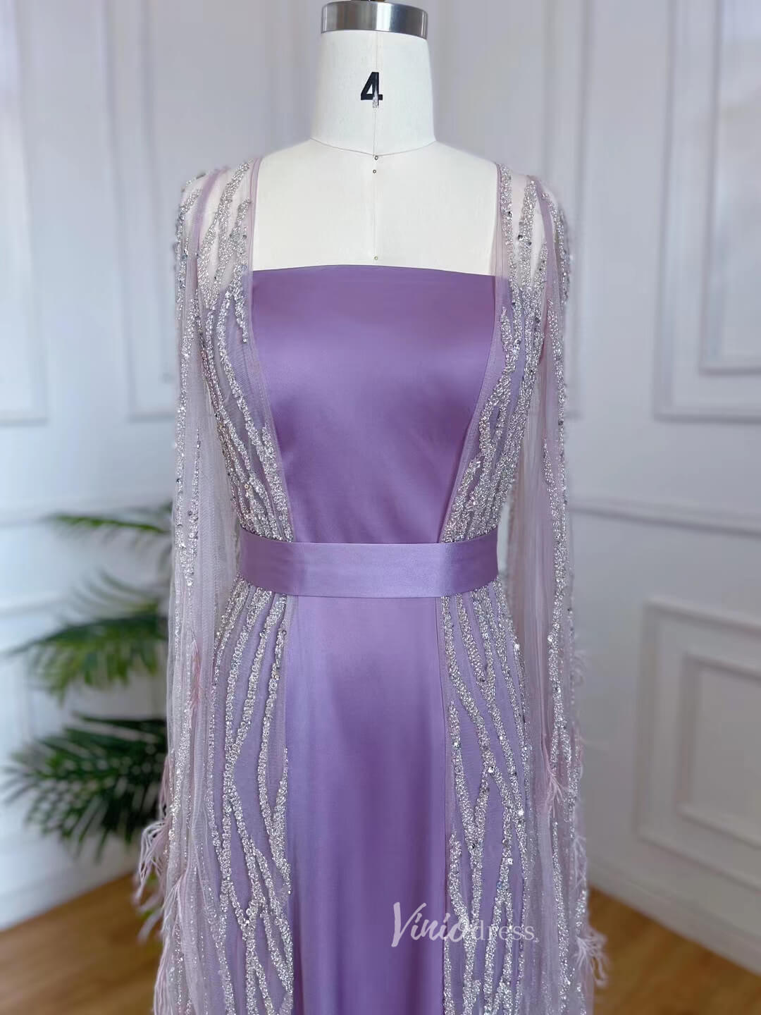 Lavender Beaded Convertible Evening Dresses Sheath Mother of the Bride Dress 20052-Evening Dresses 2025 -Viniodress-Lavender-US 2-