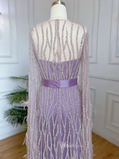 Lavender Beaded Convertible Evening Dresses Sheath Mother of the Bride Dress 20052-Evening Dresses 2025 -Viniodress-Lavender-US 2-