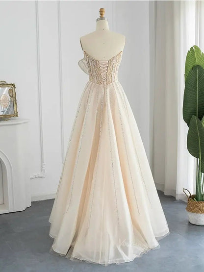 Lavender Beaded Prom Dresses A-Line Strapless Formal Dresses FD3004-Evening Dresses 2025 -Viniodress-Lilac-US 2-