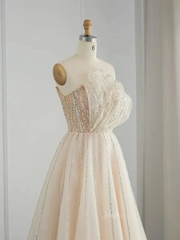 Lavender Beaded Prom Dresses A-Line Strapless Formal Dresses FD3004-Evening Dresses 2025 -Viniodress-Lilac-US 2-