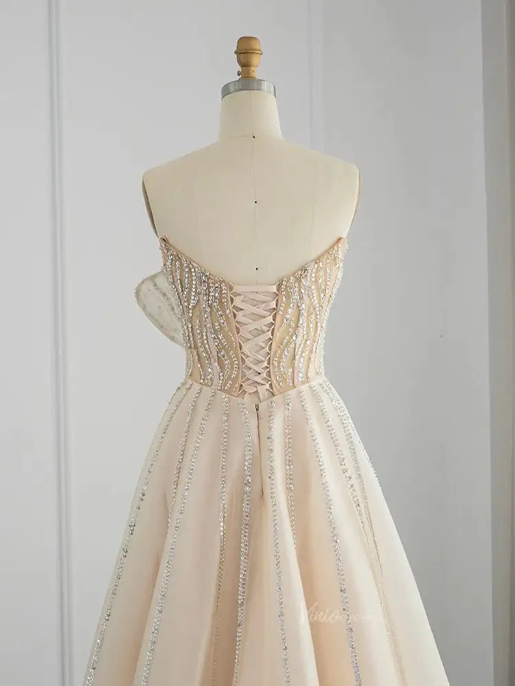Lavender Beaded Prom Dresses A-Line Strapless Formal Dresses FD3004-Evening Dresses 2025 -Viniodress-Lilac-US 2-