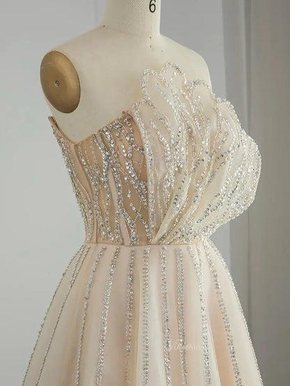 Lavender Beaded Prom Dresses A-Line Strapless Formal Dresses FD3004-Evening Dresses 2025 -Viniodress-Lilac-US 2-