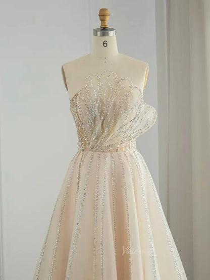 Lavender Beaded Prom Dresses A-Line Strapless Formal Dresses FD3004-Evening Dresses 2025 -Viniodress-Lilac-US 2-