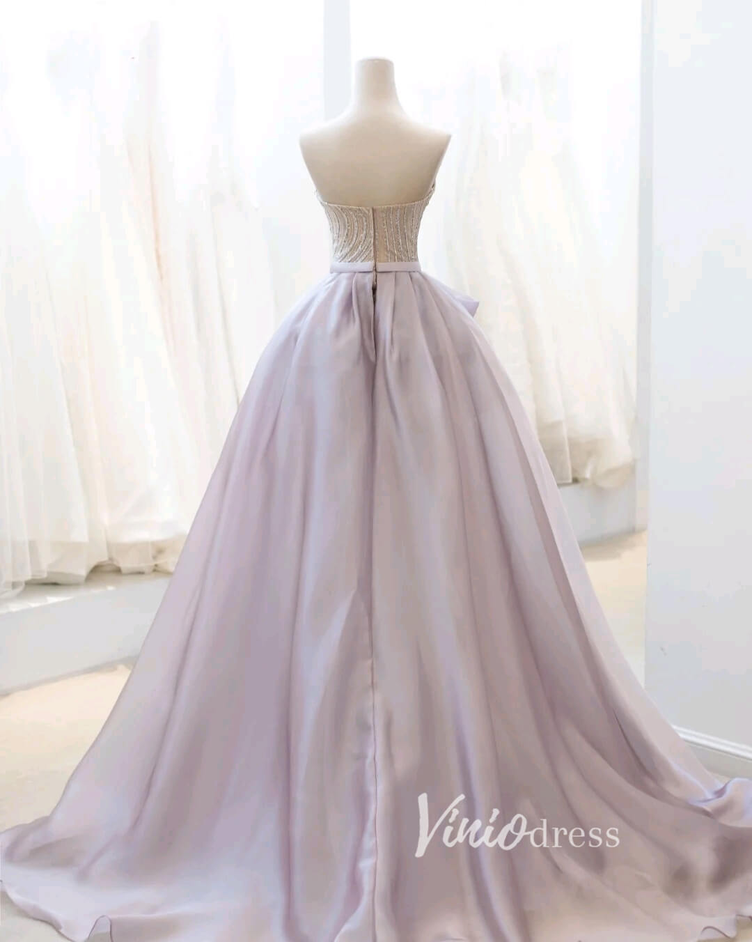 Prom Dress 2025 Lavender Beaded Prom Dresses Strapless Formal Gown FD3439-unique prom dresses-Lavender-Custom Size-Viniodress