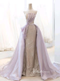 Prom Dress 2025 Lavender Beaded Prom Dresses Strapless Formal Gown FD3439-unique prom dresses-Lavender-Custom Size-Viniodress