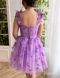 Lavender Butterfly Homecoming Dresses Spaghetti Strap Short Prom Dress TO022-prom dresses-Viniodress-Viniodress