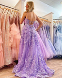 Lavender Butterfly Lace Prom Dresses 2024 with Pockets, Lace-up Back FD4042-prom dresses-Viniodress-Viniodress