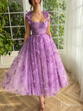 Lavender Butterfly Prom Dresses with Pockets Sheer Boned Bodice Maxi Dress TO021-prom dresses-Viniodress-Viniodress