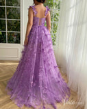 Lavender Butterfly Prom Dresses with Pockets Sheer Formal Gown with Slit TO020-prom dresses-Viniodress-Viniodress