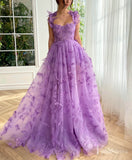 Lavender Butterfly Prom Dresses with Pockets Sheer Formal Gown with Slit TO020-prom dresses-Viniodress-Viniodress