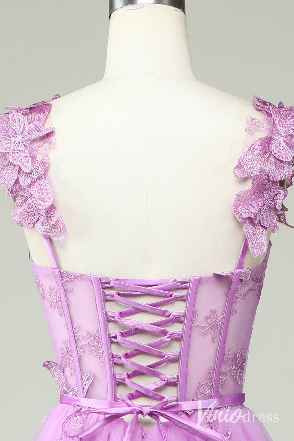 Lavender Butterfly Spaghetti Strap Homecoming Dresses Sheer Lace Maxi Dress S24080-Homecoming Dresses 2025 -Viniodress-Lavender-Custom Size-