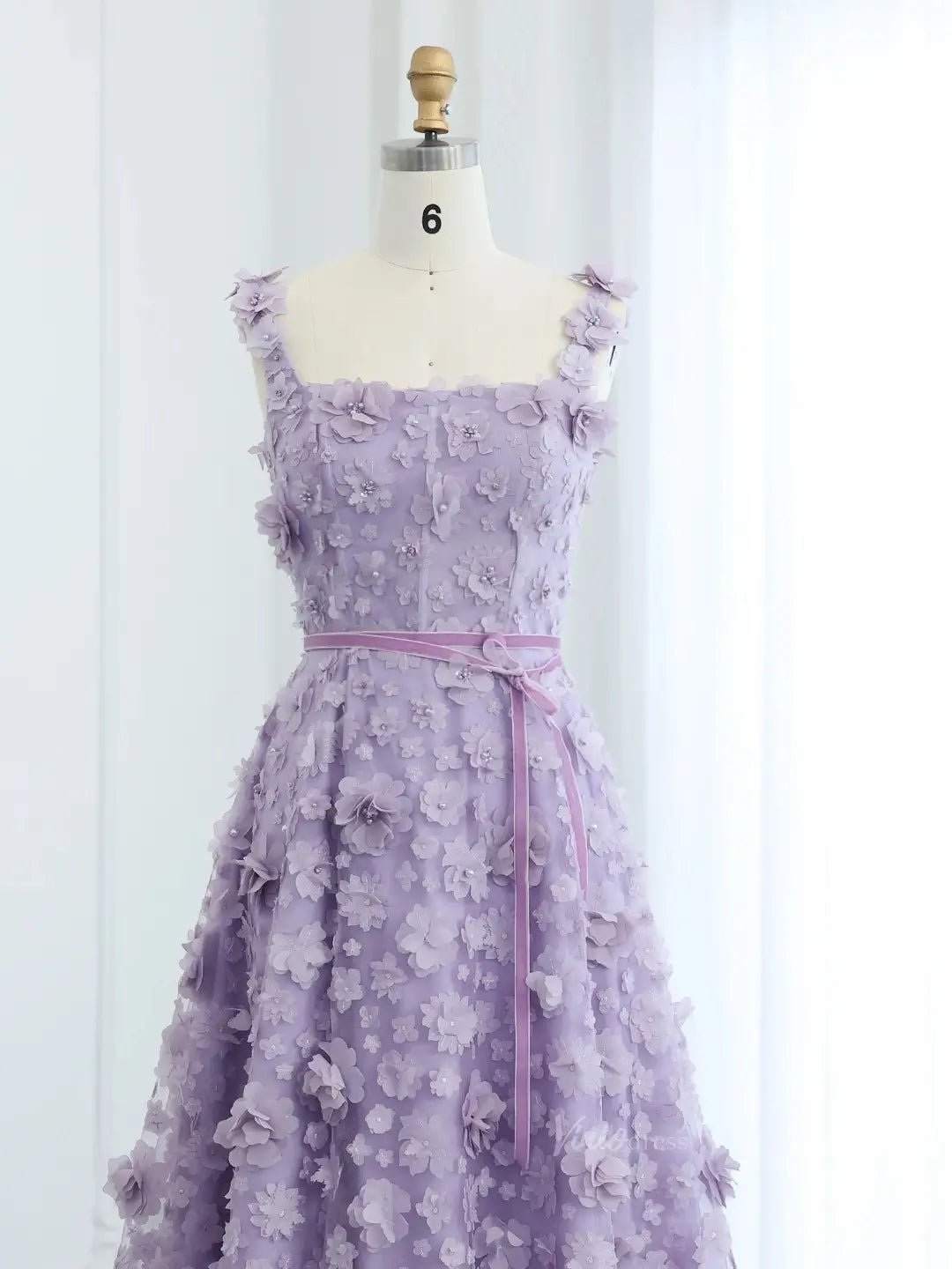 Lavender Ethereal Prom Dresses 3D Floral Formal Dresses, Square Neck, A-line BD058-prom dresses 2025 -Viniodress-Lavender-Custom Size-