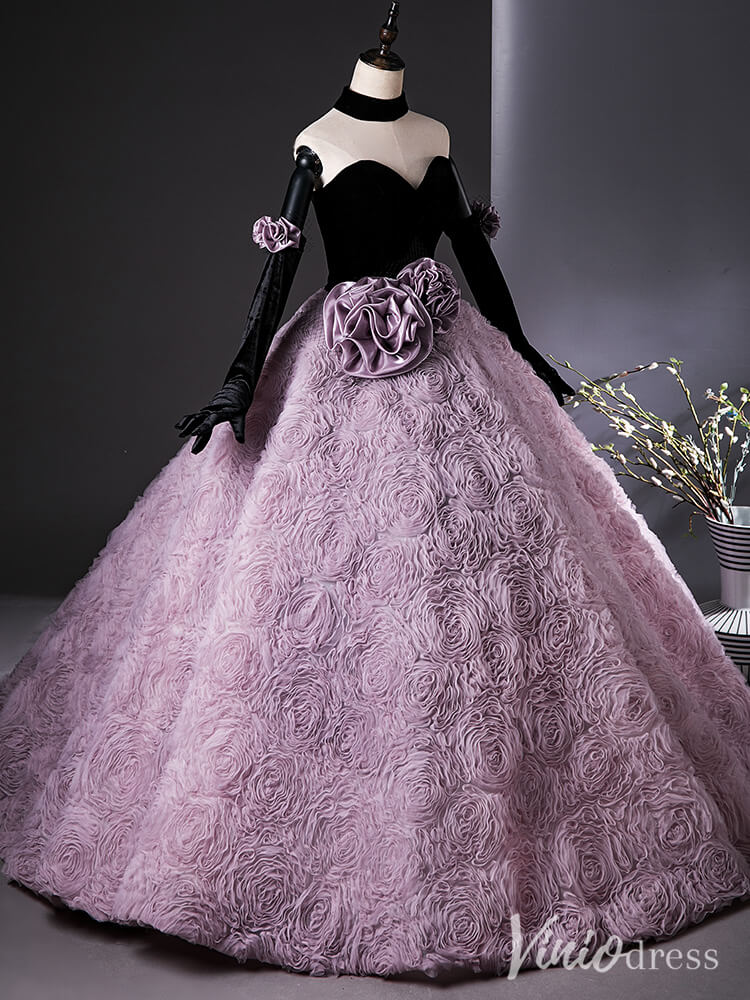 Lavender Floral Rosette Quinceanera Dress Strapless Sweetheart Ball Gown AD1359-prom dresses-Viniodress-Viniodress