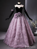 Lavender Floral Rosette Quinceanera Dress Strapless Sweetheart Ball Gown AD1359-prom dresses-Viniodress-Viniodress