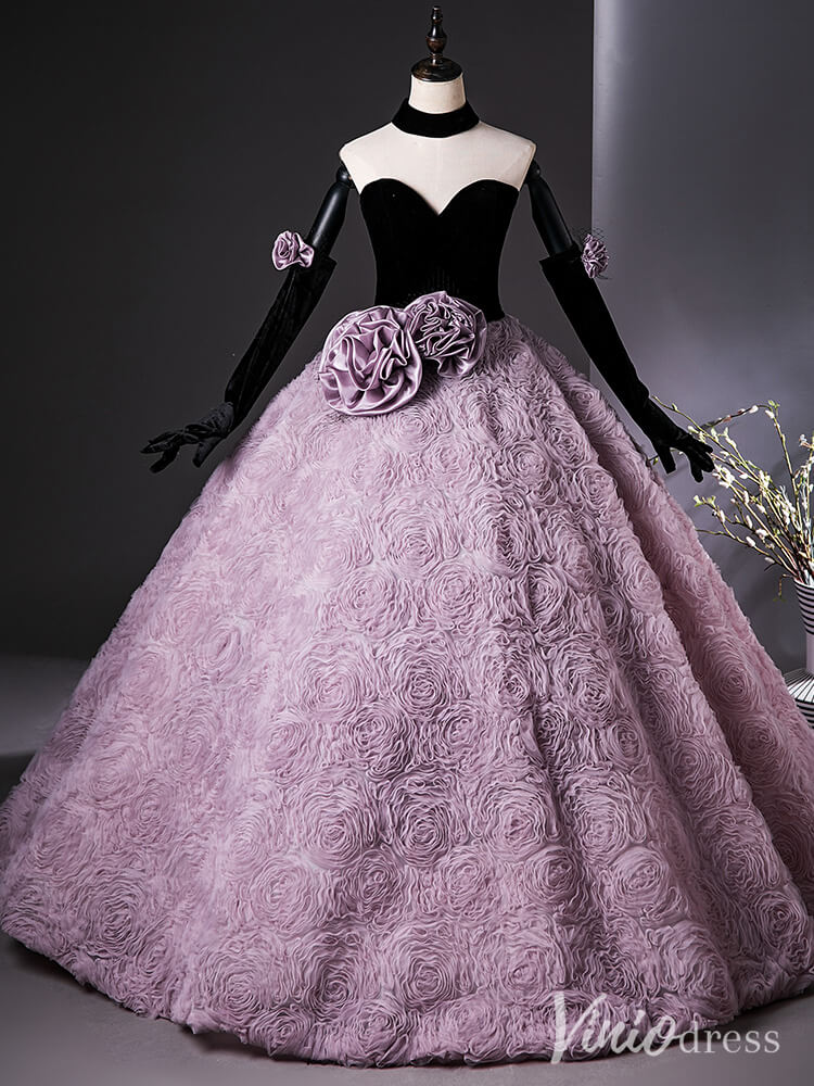 Lavender Floral Rosette Quinceanera Dress Strapless Sweetheart Ball Gown AD1359-prom dresses-Viniodress-Lavender-Custom Size-Viniodress