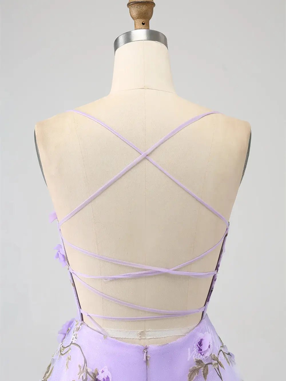 Lavender Flower Blossom Prom Dresses Spaghetti Strap Floral Formal Dresses FD3805-prom dresses 2025 -Viniodress-Lavender-Custom Size-