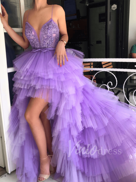 Lavender Haute Couture Prom Dresses Spaghetti Strap FD1531-prom dresses 2025 -Viniodress-Lavender-Custom Size-