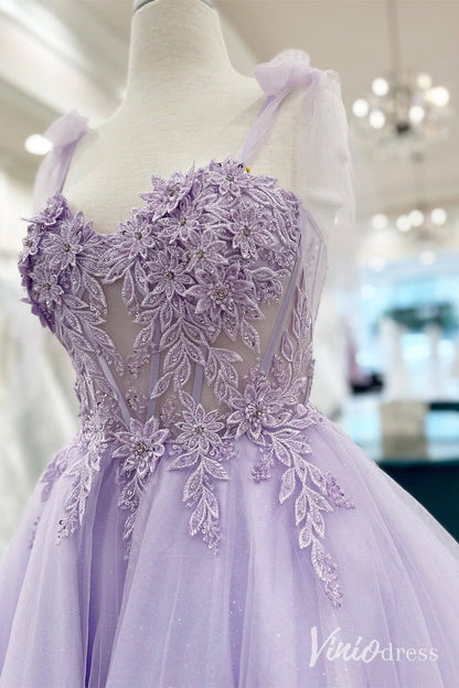 Lavender Lace Applique Homecoming Dresses Lace Applique Sheer Graduation Dress SD1655-Homecoming Dresses 2025 -Viniodress-Lavender-Custom Size-