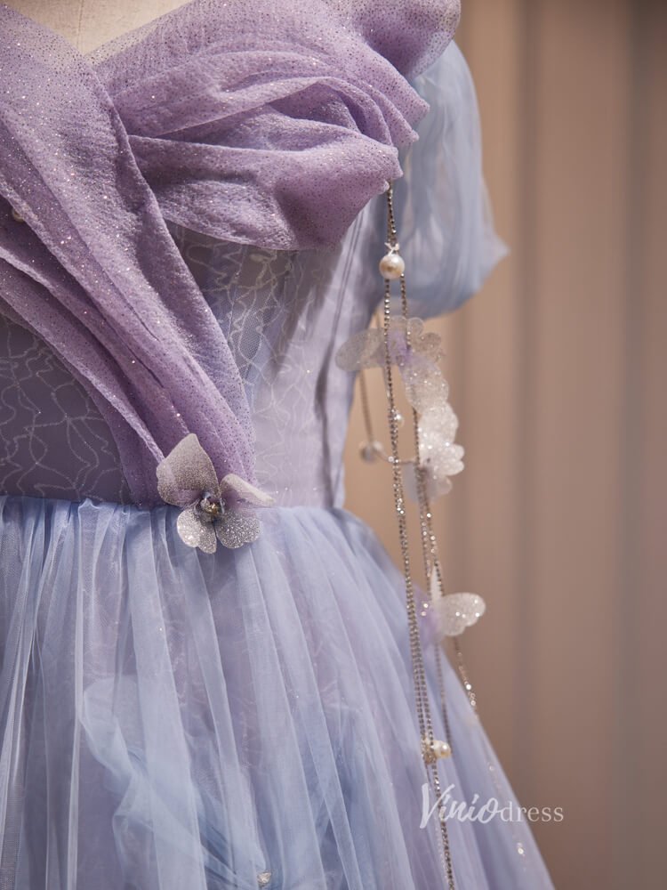 Lavender Lace Homecoming Dresses Butterfly Short Graduation Dress BJ002-prom dresses 2025 -Viniodress-Short-Lavender-Custom Size