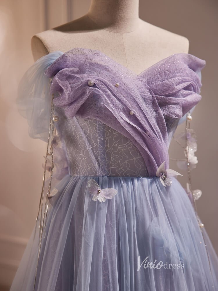 Lavender Lace Homecoming Dresses Butterfly Short Graduation Dress BJ002-prom dresses 2025 -Viniodress-Short-Lavender-Custom Size
