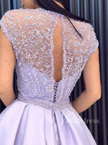 Prom Dress 2025 Cap Sleeve Beaded Long Prom Dresses with Pockets FD1397-unique prom dresses-Lilac-Custom Size-Viniodress