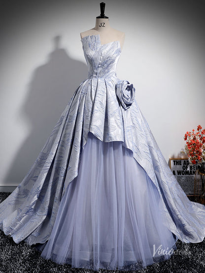 Lavender Off the Shoulder 3D Flower Prom Ball Gown with Overskirt Jacquard Quinceanera Dresses BG032-prom dresses 2025 -Viniodress-Lavender-Custom Size-