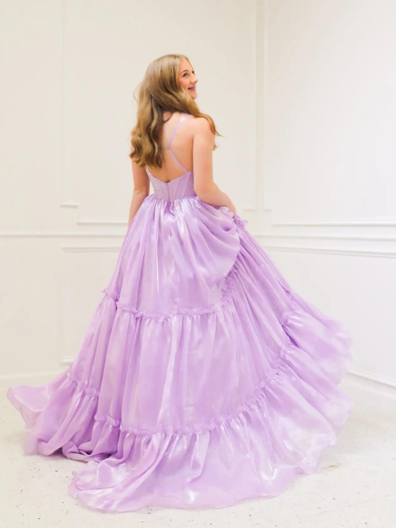 Lavender Organza Prom Dress – Sweetheart Neckline, Pleated Skirt & Spaghetti Straps (Style FD6106)-prom dresses 2025 -Viniodress-Lavender-Custom Size-