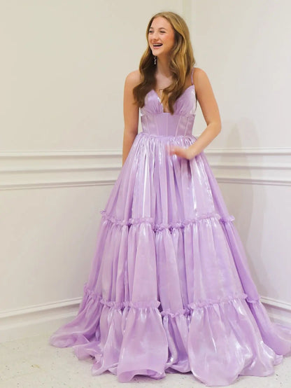Lavender Organza Prom Dress – Sweetheart Neckline, Pleated Skirt & Spaghetti Straps (Style FD6106)-prom dresses 2025 -Viniodress-Lavender-Custom Size-