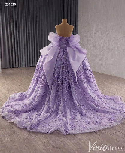 Lavender Quinceañera Dress with 3D Floral Appliqué and Beaded Corset – Style 251020-Quinceanera Dresses 2025 -Viniodress-Lavender-Custom Size-