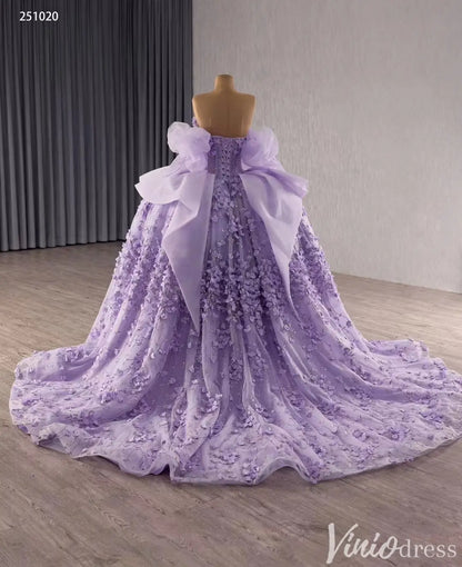 Lavender Quinceañera Dress with 3D Floral Appliqué and Beaded Corset – Style 251020-Quinceanera Dresses 2025 -Viniodress-Lavender-Custom Size-