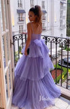 Lavender Ruffled Prom Dresses Spaghetti Strap Formal Gown FD3316-prom dresses-Viniodress-Viniodress