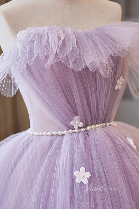 Lavender Ruffled Quinceanera Dresses Off the Shoulder Ball Gown AD1068-Quinceanera Dresses 2025 -Viniodress-Lavender-Custom Size-