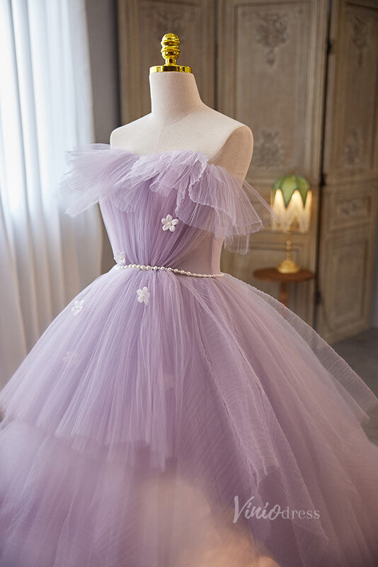 Lavender Ruffled Quinceanera Dresses Off the Shoulder Ball Gown AD1068-Quinceanera Dresses-Viniodress-Viniodress