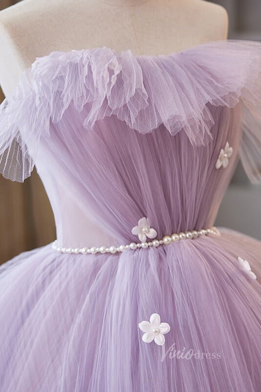 Lavender Ruffled Quinceanera Dresses Off the Shoulder Ball Gown AD1068 - ViniodressQuinceanera DressesLavenderCustom Size - Formal Dresses - Ball Gowns