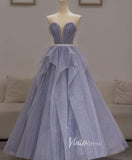 Prom Dress 2025 Lavender Ruffled Tiered Prom Dresses Strapless Sweetheart Neck Evening Dress FD3164-unique prom dresses-Lavender-Custom Size-Viniodress