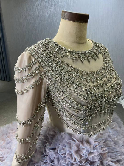 Lavender Ruffled Wedding Dress Ball Gowns with Rhinestone Bodice 222115-Quinceanera Dresses 2025 -Viniodress-Lavender-Custom Size-