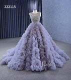 Lavender Ruffled Wedding Dress Ball Gowns with Rhinestone Bodice 222115-Quinceanera Dresses-Viniodress-Viniodress