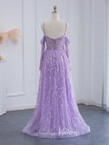 Prom Dress 2025 Lavender Shimmer Lace Prom Dresses Spaghetti Strap Evening Dress 20079-unique prom dresses-Lavender-US 2-Viniodress